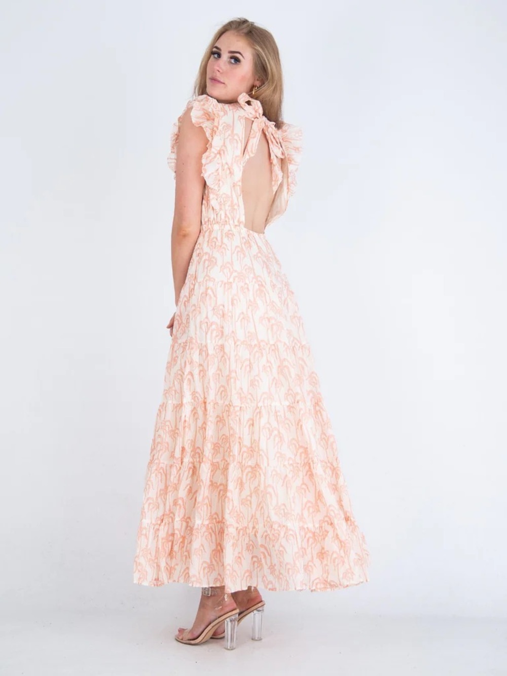Scotch & Soda Peach Ruffle-Tiered Open-Back Maxi Dress. Sooo soft! Reg $298.